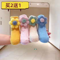 Baby socks thickened newborn baby autumn and winter cotton middle stockings baby coral velvet warm floor socks