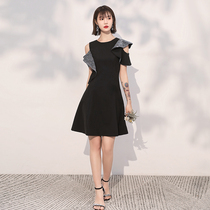 Black Small Evening Dress 2021 New Women Banquet Short you can normally wear a slim birthday party gown dress with dress