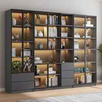 Light and luxurious bookcase minimalist modern glass door Nordic landing bookcase living-room display cabinet bookcase by wall containing bookcase