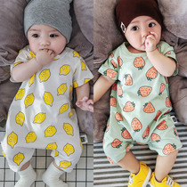 Summer 8 male baby conjoined clothes 3 short sleeve pajamas set 5 summer dress 6 thin summer girl 9 Summer 7 months