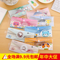Cartoon student ruler creative stationery simple classic transparent ruler set student plastic learning stationery