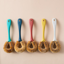 Plastic handle coconut palm wash pan artifact long handle brush non-oil pan dish cleaning brush kitchen brush degreasing brush