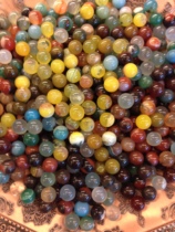 Buddhism for Manza treasure Buddha statue pagoda with seven treasures * polished mixed color round agate 100g