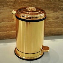 Yili home golden luxury European style household garbage can stainless steel living room kitchen pedal trash can creative large