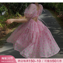 deessesicile fugitive princess pink small daisy embroidered foam cuff A character large swing doll skirt dress