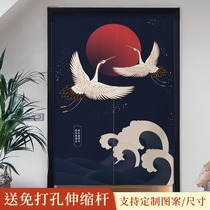 Crane series Japanese fabric door curtain kitchen partition curtain anti-oil smoke home bathroom new Chinese style curtain half curtain