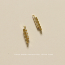 Sugar Cube Customized 925 Sterling Silver One-Pole Stud Zircon Simple and Small Temperament Daily Joker Earrings