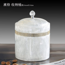 Fashion and simple desktop trash can with lid mini storage bucket home living room small table garbage container