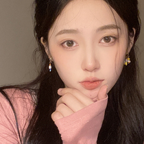 Rainbow smiley special-shaped pearl earrings female summer niche design earrings personality asymmetrical cute girl earrings