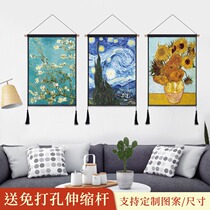 Van Gogh series fabric decorative paintings cover horizontal hanging cloth room bedside layout Wall cloth net red cloth hanging painting tapestry
