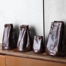 cam-in deep coffee colour genuine leather lens bag Bull Leather Camera Lens to protect the bag CA036