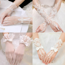 Wedding Gloves Bride Wedding Lace Long White Red Wedding Hand Yarn Satin Super Fairy Hand