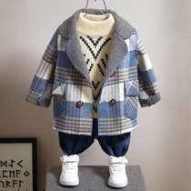 Boy gush jacket 2022 new autumn and winter money baby Thickened childrens woolen sweaty boomer baby