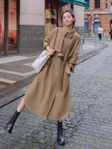 MAJE KARA khaki trench coat women's long 2022 early spring new loose slim knee coat coat