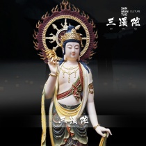  Pure copper buddha statue Western three icons Ancient color painted Guanyin Bodhisattva Amitabha Buddha Bodhisattva Buddha statue ornaments