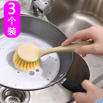 3 long handle cleaning brush household decontamination pot brush dishwashing brush can hang sink stove cleaning brush