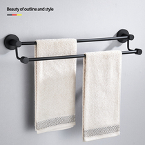 Nordic bathroom 304 stainless steel black towel rack Bathroom bath towel shelf Hardware bathroom pendant double rod