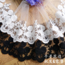 1022699A chrysanthemum diy handmade material clothing home sofa decoration lace mesh embroidery black and white 8cm