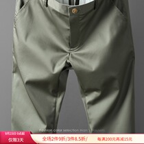 Spring and autumn mens cotton casual pants middle-aged straight pants slim trend trousers loose business 2021 trousers