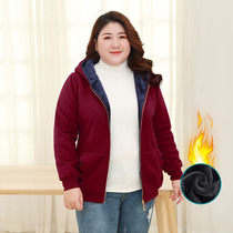 2022 autumn winter clothing plus size plus suede thickened jacket female special obese mother 200 haggi zipped to cloak