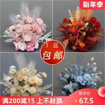 New wedding finished flower eucalyptus potted flower stage road guide flower stage background flower table flower table flower silk flower row