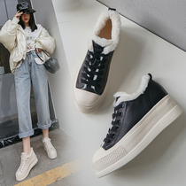 Shoes plus velvet womens shoes 2021 new winter white trendy shoes platform sports wild casual single shoes muffin shoes