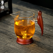 Tang Shunshu wood handle glass cup cup tea ceremony accessories Japanese silver kung fu tea divider side pour tea pour cup