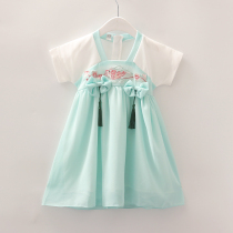 Hanfu style summer dress chiffon dress dress childrens costume dress baby super fairy summer dress Hanfu Super