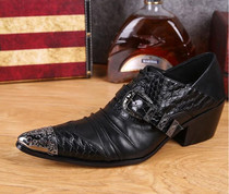 Fashionista Japanese and Korean version mens red pointed leather shoes nightclub bar catwalk beautiful mens shoes hair stylist daily cowhide shoes