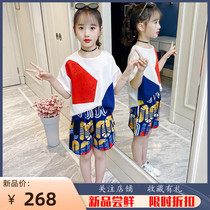 Girl suit 2022 new summer clothes foreign air CUHK Children short sleeve suit girl sports trendy two sets of damp