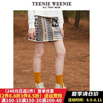 Teenie Weenie Small Bear Half Dress High Waist Knitted Short Female Autumn Winter New TTWK214901T