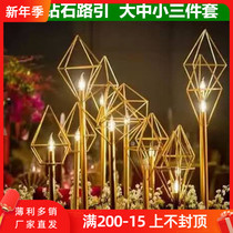New wedding props Diamond Road lead ornaments geometric road guide iron art Golden Diamond Road lead wedding stage road guide
