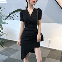 Sexy dress women 2021 summer New temperament nightclub women care machine V collar slim bag hip skirt women