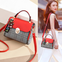 Bag women 2021 new spring and summer plaid bag Korean version splicing rotary lock portable messenger bag fashion womens bag fashion 2020