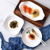 4 ceramic plates creative irregular household large fish plate square Oval microwave oven tableware