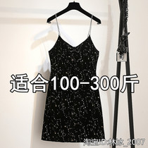 Soft Girl 200 Jin 300 Fat Sister Super Size Women Women 2 Fat Princess Age Sexy V-neck A Dress 240