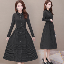 Long Sleeve Dress Dress Woman 2021 New Korean version Fashion sashimi slim fit waist Small size Big Code Temperament Skirt