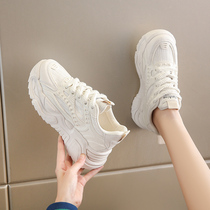 Net red wheat ear daddy shoes womens 2023 new spring and autumn all-match thick bottom increase small white casual sports womens shoes