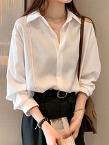 2021 spring and summer new white shirt womens wild design niche top long-sleeved bottom shirt jacket MM