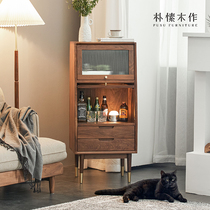 Park in wood for Nordic TV sidestand Living Room Black Walnuts Solid Wood Light Lavish Sofa Stand Room for containing bucket