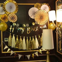 School Party childrens birthday triangle pull flag decoration party pull living room string flag wedding festival dress color flag