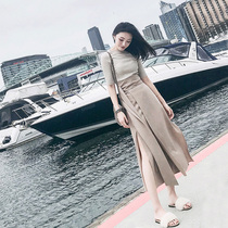 Hong Kong counter 2021 new womens vintage irregular temperament skirt set goddess temperament two-piece suit