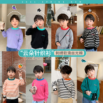 Yuanyuan home 2021 early spring new childrens clothing baby spring boys sweater striped childrens coat foreign air Korean version