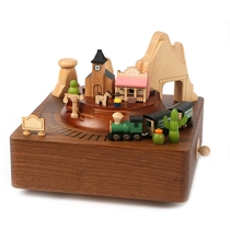 Taiwan Music Box jeancard Eight soundbox western small train Real wood rotating creative boyfriend girl