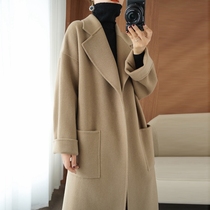 European Station High-end Bifacial Cashmere Dresses Woman 2021 Autumn Winter New Korean Version of the Long Temperament Wool Coat