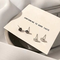 Couple earrings A pair of male and female couple earrings mens sterling silver needle black geometric couple earrings Female net red tide