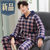 l Mens winter pajamas thickened suit winter clearance outside wear new trousers plus fat increase middle-aged plush 3