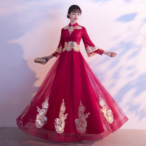 Toast service bride 2021 new autumn and winter red engagement wedding dress dress women long Chinese style thin back