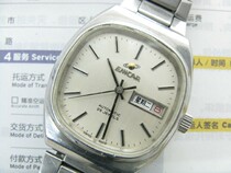 Double calendar steel Swiss automatic square English used mens watch (gold movement) 2167