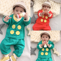 2019 Spring Festival womens baby suit mens 1-2-3-year-old clothes spring spring pure cotton outfits baby two sets of hugs
